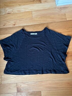 Free People Black Cropped SS Top